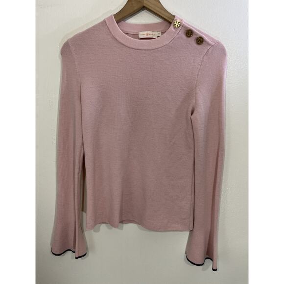 Tory Burch Kimberly Sweater S Merino Wool Coquette Preppy Minimalist Old Money - Picture 1 of 14